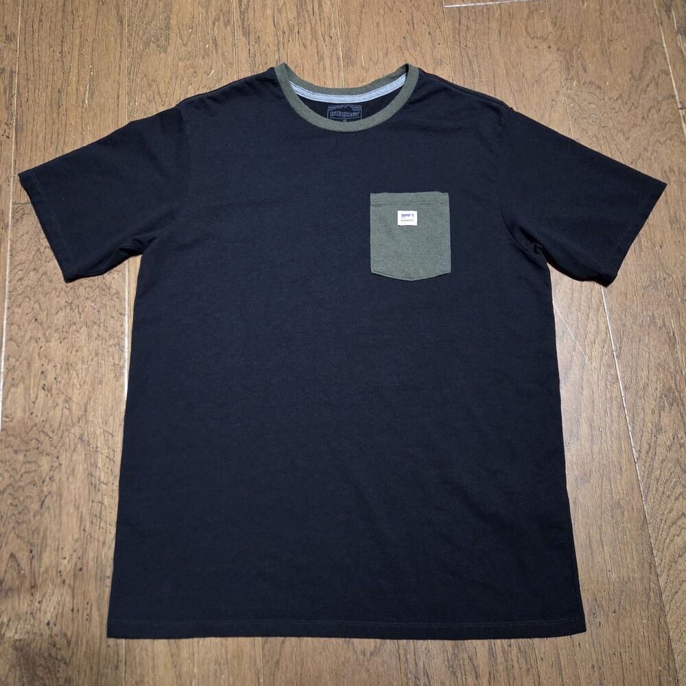 Patagonia Mens S Responsibili-Tee Pocket T-Shirt Logo Black Green